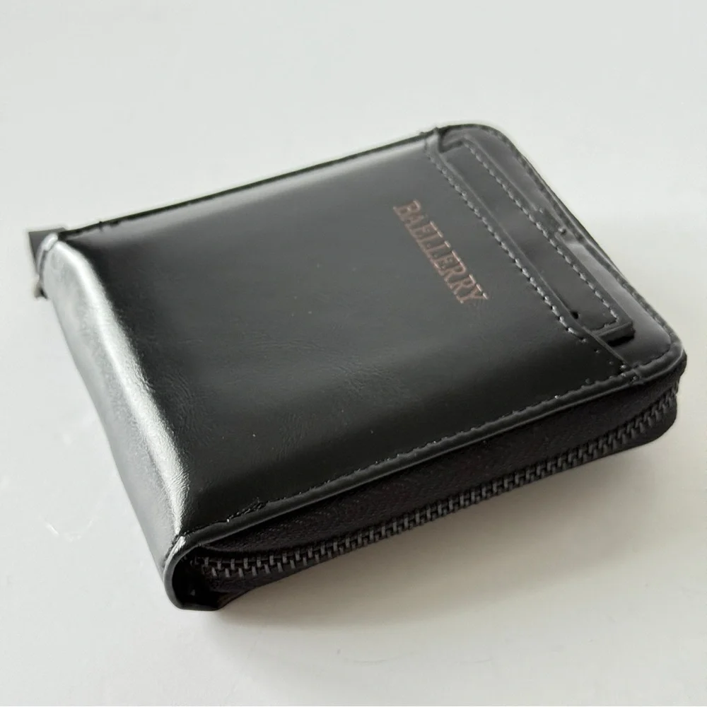 Baellerry Black Men's Wallet with Zipper Closure